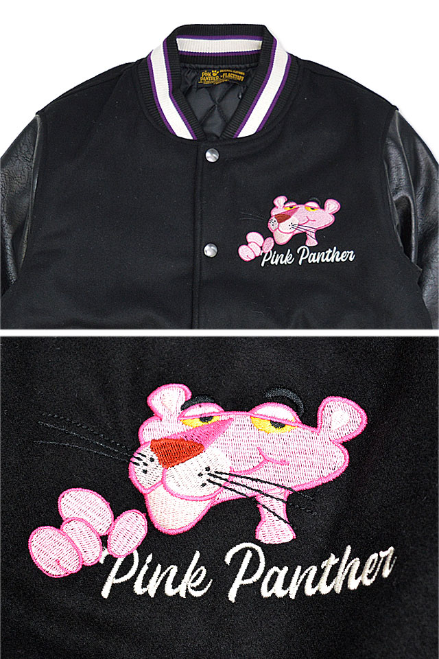 ピンクパンサー×フラッグスタッフ 刺繍スタジアムジャンパー Flagstaff 424001 スタジャン アワードジャケット バイカー ピンクパンサー×フラッグスタッフ 刺繍スタジアムジャンパー Flagstaff