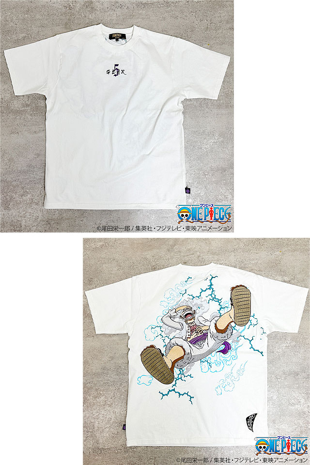 絡繰魂×ONE PIECE モンキー・D・ルフィ ギア5刺繍半袖Tシャツ 絡繰魂