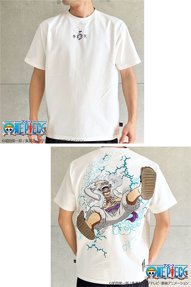 絡繰魂×ONE PIECE モンキー・D・ルフィ ギア5刺繍半袖Tシャツ