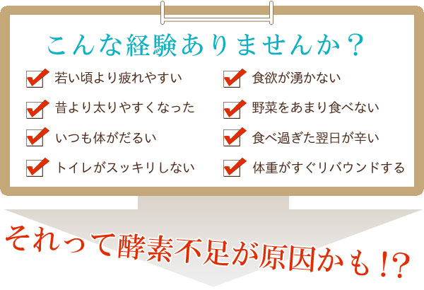 こんな経験ありませんか? 酵素不足でこんな経験ありませんか?