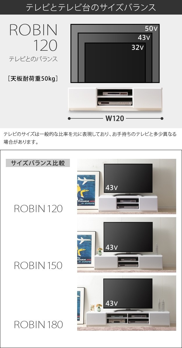 テレビ台 テレビボード ローボード 背面収納TVボード ロビン 幅120cm