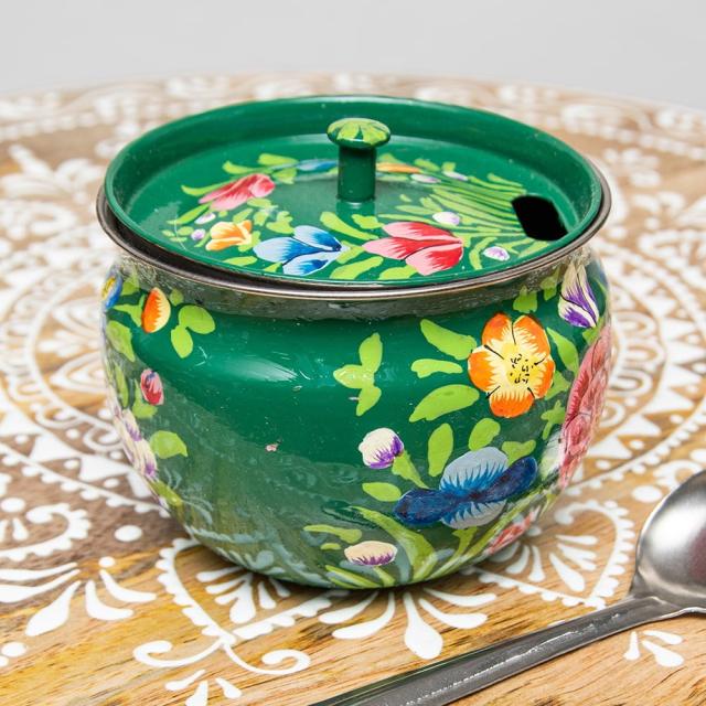 手作り、手描き蓋付き壺 手作り、手描き蓋付き壺