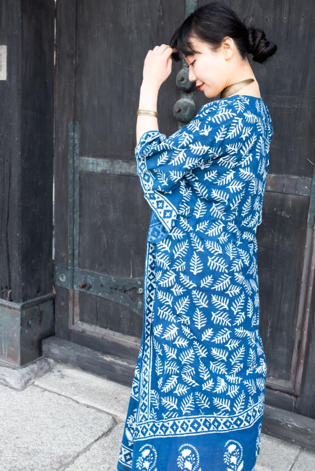 dosa ラジャスタンドレス インディゴ 藍染め カディコットン