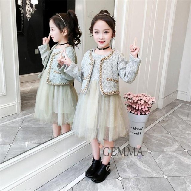 韓国子供服 女の子 フォーマル 2点セット スーツ ワンピース コート
