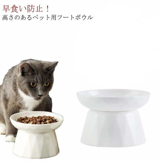 フードボウル 高さがある 猫 早食い防止 磁器 餌皿 斜め エサ皿 食器