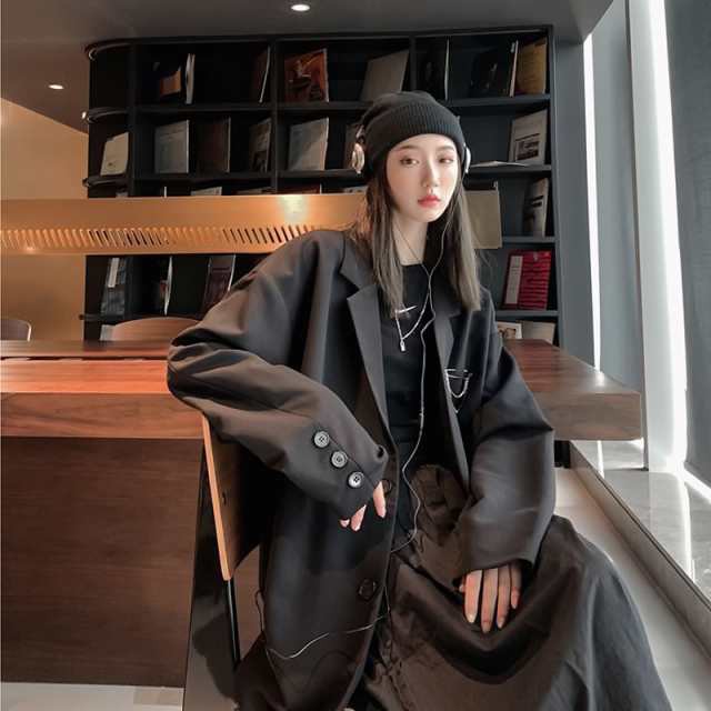 韓国 ファッション ゆったり ラペルピンデザイン テーラード