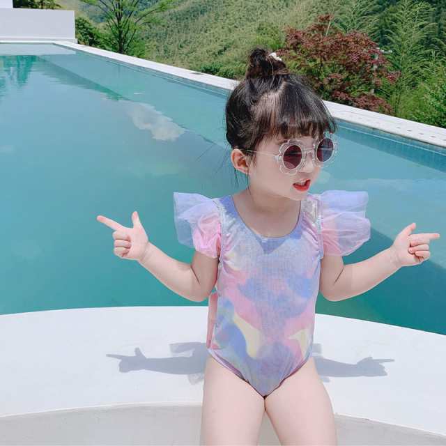 子供服 水着 ビッグリボン ワンピース スイムキャップ付き 女の子