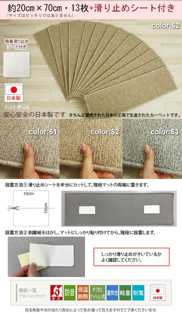 階段 滑り止めマット 滑り止めシート 防炎防音ステップマット フォニー(Y)日本製