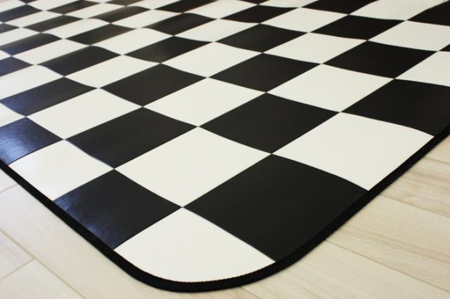 ダイニングラグカーペット チェッカー6037(Y) 撥水・防汚ラグマット