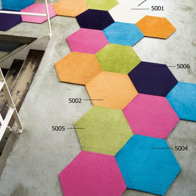 R-5000(S) タイルカーペット ロッカク　50×50cm　4枚入り　スミノエ　防炎ラグ