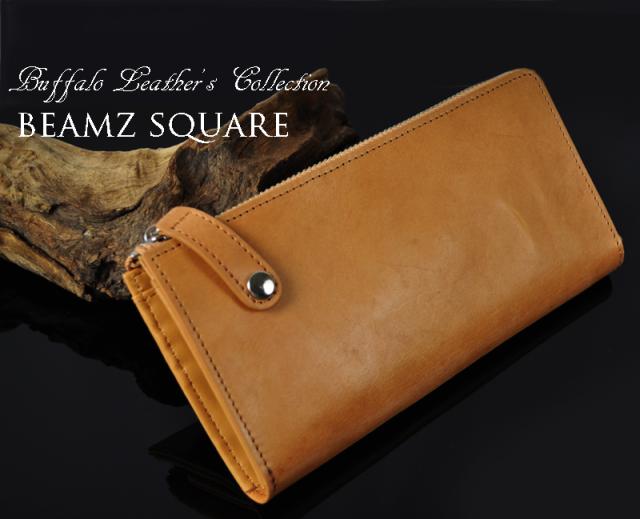長財布 バッファローレザー 水牛革L字ZIPロングウォレット 送料無料-3