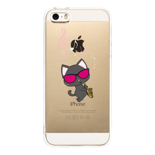iPhone5 iPhone5s ケース クリア ねこがサックス スマホケース ハード スマホケース ハード 送料無料-2