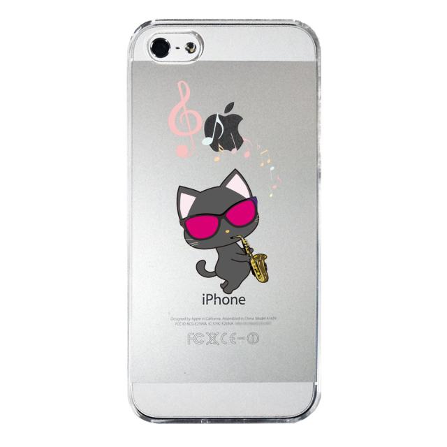 iPhone5 iPhone5s ケース クリア ねこがサックス スマホケース ハード スマホケース ハード 送料無料-3