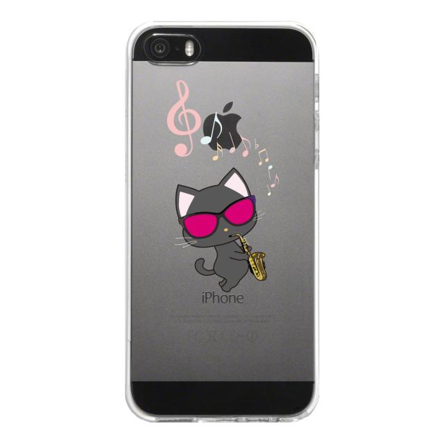 iPhone5 iPhone5s ケース クリア ねこがサックス スマホケース ハード スマホケース ハード 送料無料-4