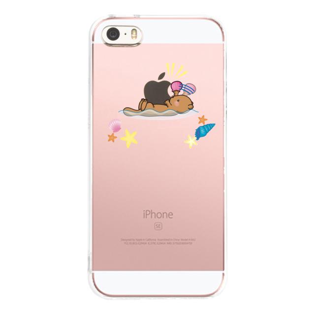 iPhone5 iPhone5s ケース クリア ラッコがアップルを食事 スマホケース ハード スマホケース ハード 送料無料-1