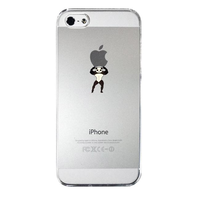 iPhone5 iPhone5s ケース クリア パンダがアップルを重量挙げ まっちょ スマホケース ハード スマホケース ハード 送料無料-3