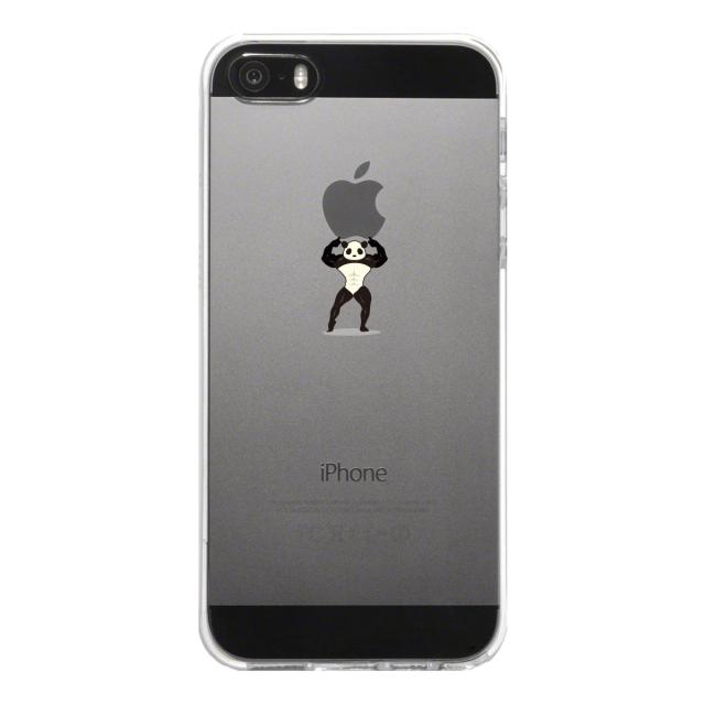iPhone5 iPhone5s ケース クリア パンダがアップルを重量挙げ まっちょ スマホケース ハード スマホケース ハード 送料無料-4