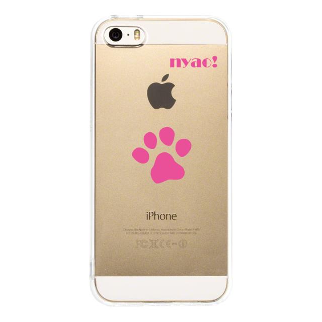 iPhone5 iPhone5s ケース クリア ねこの足跡 ピンク スマホケース ハード スマホケース ハード 送料無料-2