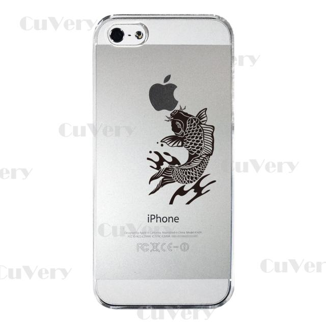 iPhone5 iPhone5s ケース クリア 黒鯉 スマホケース ハード スマホケース ハード 送料無料-3