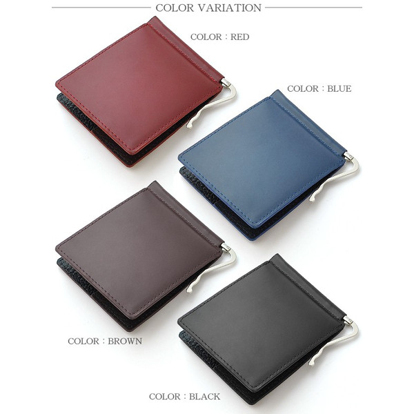 メンズマネークリップ 馬革×牛革 Decoroso 4色 送料無料-3