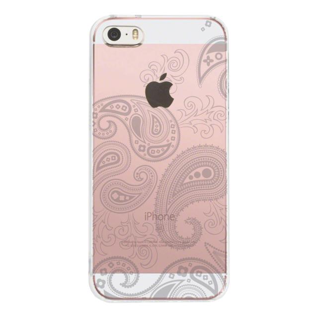 iPhone5 iPhone5s ケース クリア ペイズリー柄 ライトグレイ スマホケース ハード スマホケース ハード 送料無料-1