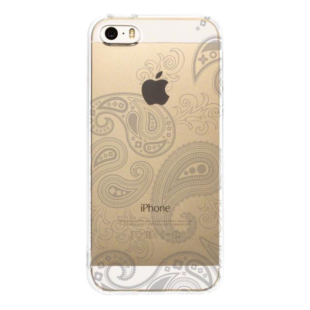 iPhone5 iPhone5s ケース クリア ペイズリー柄 ライトグレイ スマホケース ハード スマホケース ハード 送料無料-2