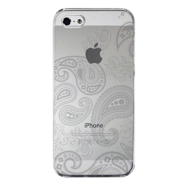 iPhone5 iPhone5s ケース クリア ペイズリー柄 ライトグレイ スマホケース ハード スマホケース ハード 送料無料-3