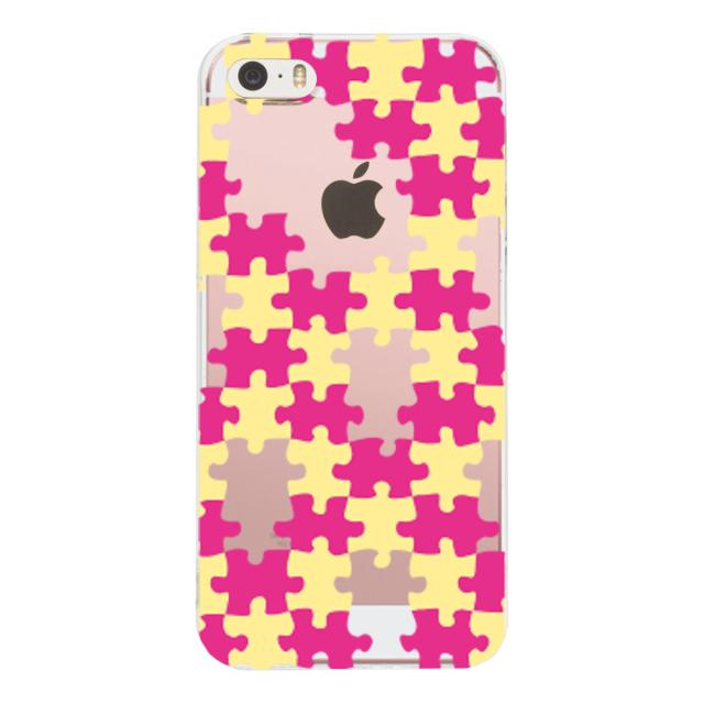iPhone5 iPhone5s ケース クリア パズル イエロー ピンク スマホケース ハード スマホケース ハード 送料無料-1