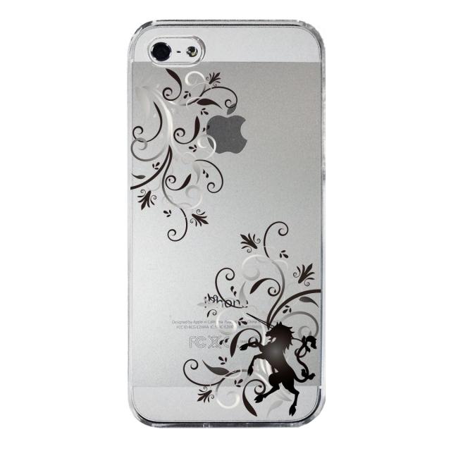 iPhone5 iPhone5s ケース クリア フローラル ＆ ユニコーン （グレー スマホケース ハード スマホケース ハード 送料無料-3