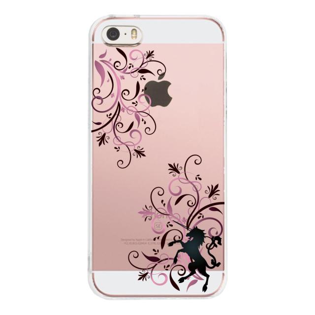 iPhone5 iPhone5s ケース クリア フローラル ＆ ユニコーン （ピンク スマホケース ハード スマホケース ハード 送料無料-1