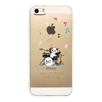 iPhone5 iPhone5s ケース クリア ドラム パンダ 音符 スマホケース ハード スマホケース ハード 送料無料-1