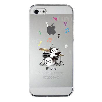 iPhone5 iPhone5s ケース クリア ドラム パンダ 音符 スマホケース ハード スマホケース ハード 送料無料-3