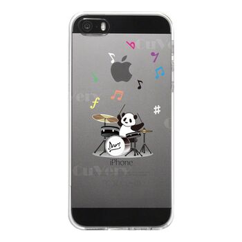 iPhone5 iPhone5s ケース クリア ドラム パンダ 音符 スマホケース ハード スマホケース ハード 送料無料-4