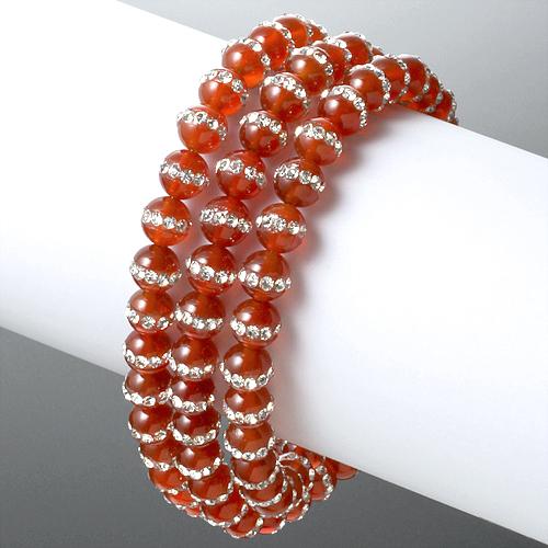 きらきら赤めのう３連ブレス ハッピー 幸運カード付き 送料無料-1