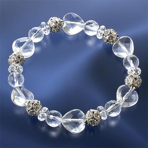 ハートカット水晶ブレス ハッピー 幸運カード付き 送料無料-1