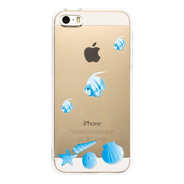 iPhone5 iPhone5s ケース クリア 熱帯魚と貝 ブルー スマホケース ハード スマホケース ハード 送料無料-2