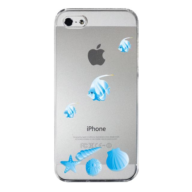 iPhone5 iPhone5s ケース クリア 熱帯魚と貝 ブルー スマホケース ハード スマホケース ハード 送料無料-3