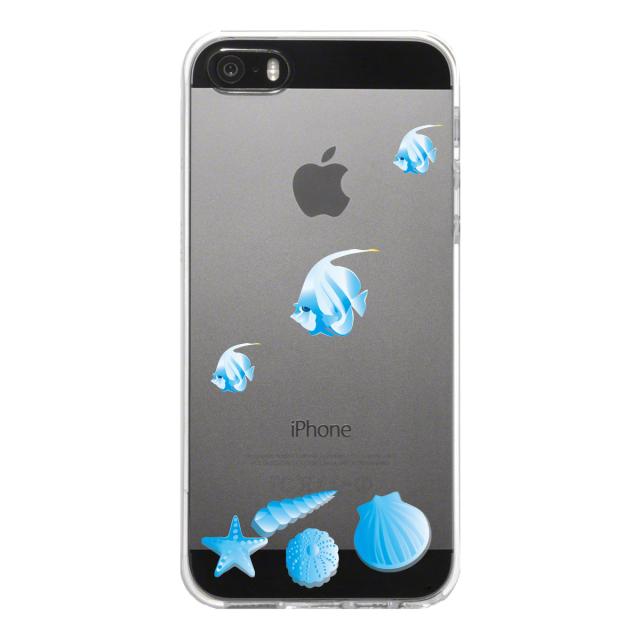 iPhone5 iPhone5s ケース クリア 熱帯魚と貝 ブルー スマホケース ハード スマホケース ハード 送料無料-4