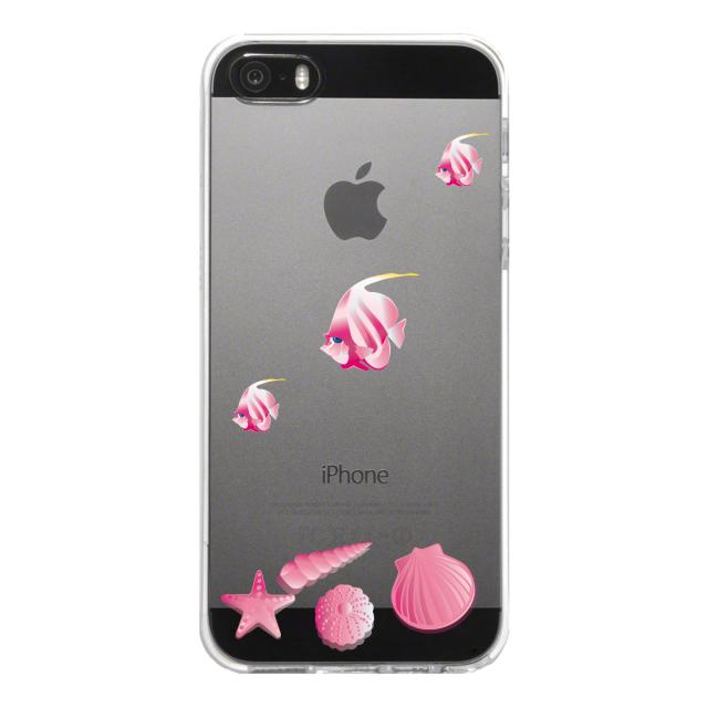 iPhone5 iPhone5s ケース クリア 熱帯魚と貝 ピンク スマホケース ハード スマホケース ハード 送料無料-4
