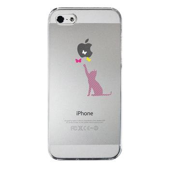 iPhone5 iPhone5s ケース クリア 猫と蝶々 ストライプ スマホケース ハード スマホケース ハード 送料無料-3
