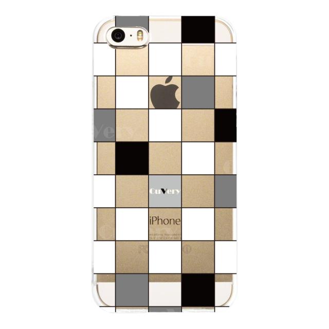 iPhone5 iPhone5s ケース クリア チェック ホワイト ブラック スマホケース ハード スマホケース ハード 送料無料-1