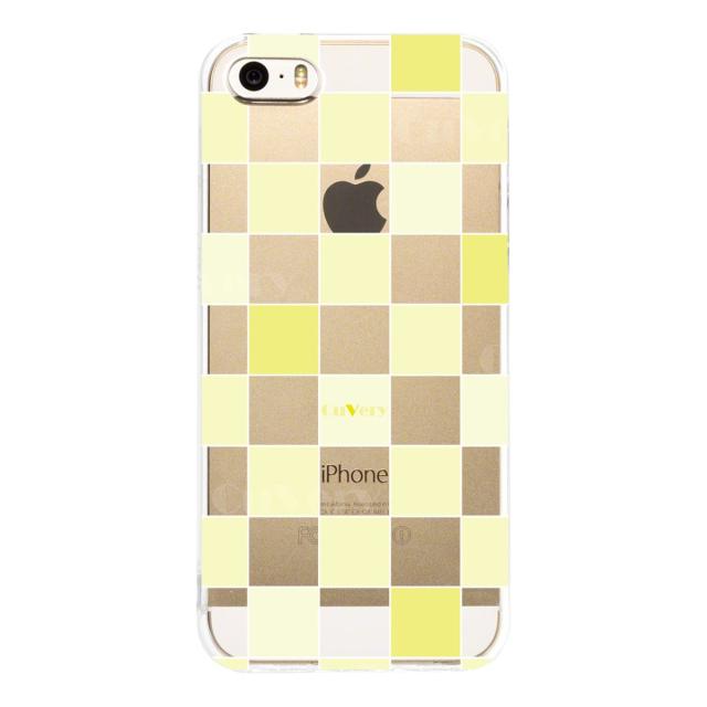 iPhone5 iPhone5s ケース クリア チェック イエロー スマホケース ハード スマホケース ハード 送料無料-1