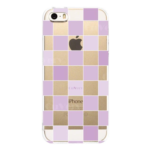 iPhone5 iPhone5s ケース クリア チェック パープル スマホケース ハード スマホケース ハード 送料無料-1