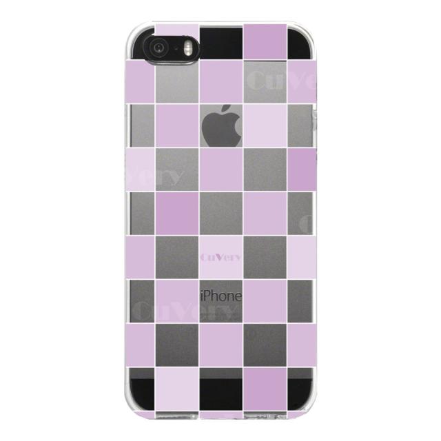 iPhone5 iPhone5s ケース クリア チェック パープル スマホケース ハード スマホケース ハード 送料無料-3