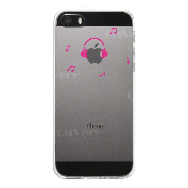 iPhone5 iPhone5s ケース クリア 音楽 music ヘッドフォン ヘッドホン ピンク スマホケース ハード スマホケース ハード 送料無料-3