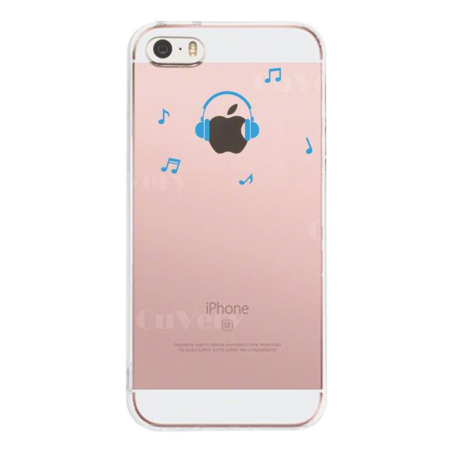 iPhone5 iPhone5s ケース クリア 音楽 music ヘッドフォン ヘッドホン ブルー スマホケース ハード スマホケース ハード 送料無料-2
