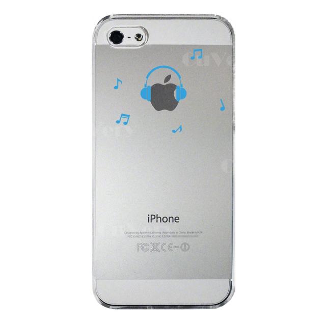 iPhone5 iPhone5s ケース クリア 音楽 music ヘッドフォン ヘッドホン ブルー スマホケース ハード スマホケース ハード 送料無料-4