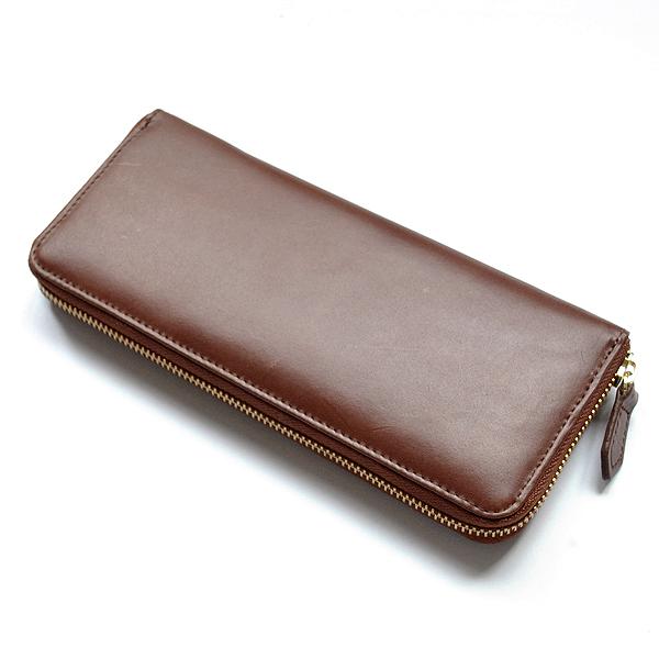 長財布ヌメ革ラウンドファスナー長財布 スリムスタイルVer ダークブラウン BEAMZSQUARE 送料無料-3