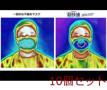 マスク 超快適マスク 息ムレクリアタイプ かぜ・花粉用 ふつうサイズ ホワイト 6枚入 10セット 送料無料-2