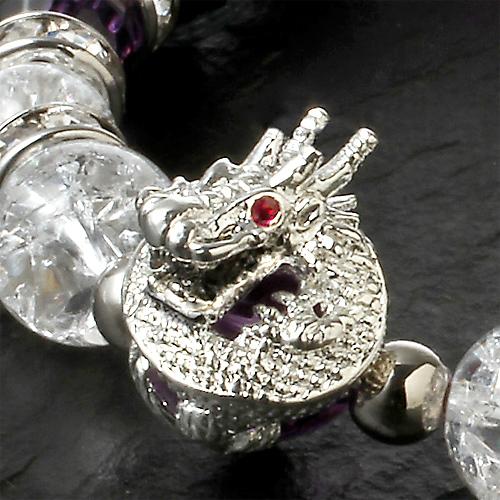 アメジスト龍玉ブレス 爆裂水晶ドラゴンストラップ付き 送料無料-1